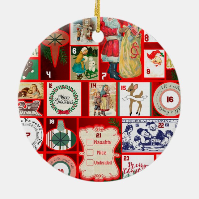 Décoration En Céramique Carrés de l'illustration de Noël (Dos)