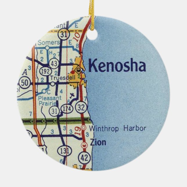 Décoration En Céramique Carte classique de Kenosha (Dos)