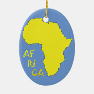 Décoration En Céramique Carte d'Afrique jaune funky