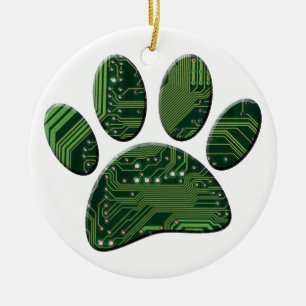Décoration En Céramique Carte de circuit Pawprint Dog