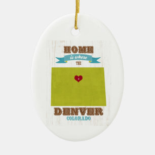 Décoration En Céramique Carte de Denver, le Colorado - à la maison est o