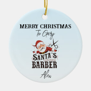 Décoration En Céramique Carte de Noël Barber personnalisée