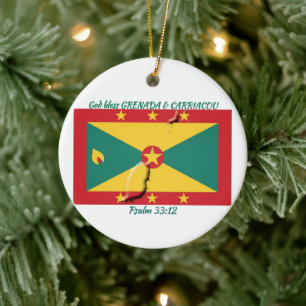 Décoration En Céramique CARTE DRAPEAU GRENADA & CARRIACOU personnalisable