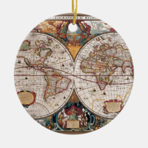 Décoration En Céramique Carte du monde du XVIIe siècle, latin 1600