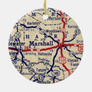 Décoration En Céramique Carte Marshall TX 1945