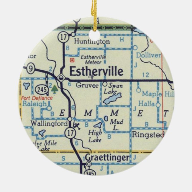 Décoration En Céramique Carte météorologique Estherville Iowa (Dos)
