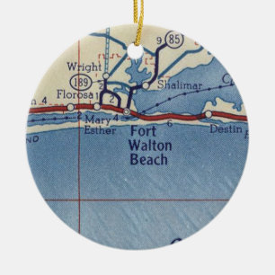Décoration En Céramique Carte Vintage de Fort Walton Beach