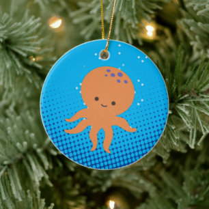 Décoration En Céramique Carton mignon Octopus Bleu Océan
