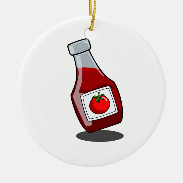 Décoration En Céramique Cartoon Ketchup Bouteille Ornament (Devant)