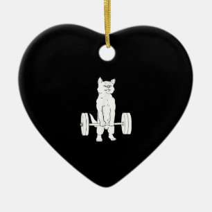 Décoration En Céramique Cat Weightlifting And Gym