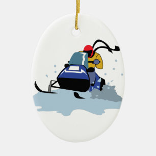 DÉCORATION EN CÉRAMIQUE CAVALIER DE SNOWMOBILE