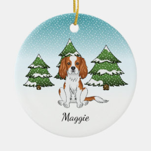 Décoration En Céramique Cavalier King Charles Spaniel Blenheim en Hiver