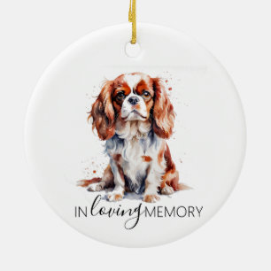 Décoration En Céramique Cavalier King Charles spaniel mémorial aquarelle