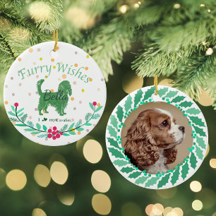 Décoration En Céramique  Cavalier King Charles Spaniel vert pastel personn