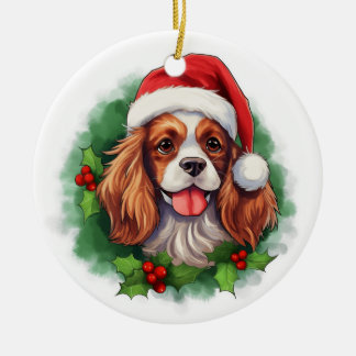 Décoration En Céramique Cavalier King Charles Spaniel Wreath