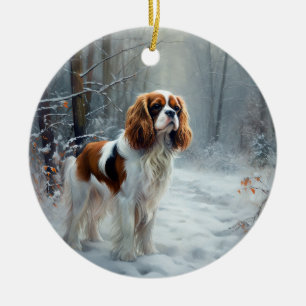 Décoration En Céramique Cavalier Roi Laissez Tomber la Neige Noël Brosse