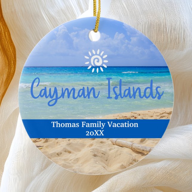 Décoration En Céramique Cayman Islands Beach Vacances Famille Voyage (Créateur téléchargé)