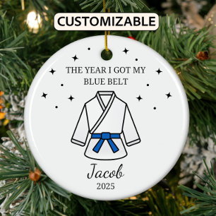 Décoration En Céramique Ceinture bleue Karate personnalisée, tenue Taekwon