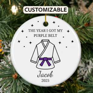 Décoration En Céramique Ceinture Personalisée Karate Purple, Taekwondo