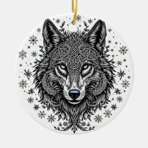 Décoration En Céramique Celtic Winter Wolf Christmas