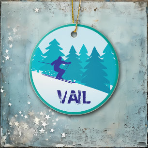 Décoration En Céramique Cercle de ski turquoise Vail Personnalisé