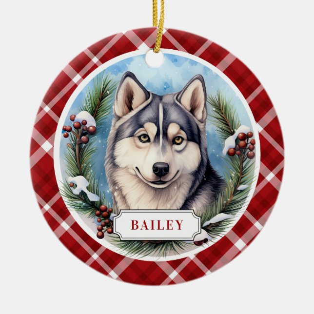 Décoration En Céramique Cercle en céramique Sibérie Husky (Devant)