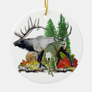 Décoration En Céramique Cerfs communs de mâle d'élans de Taureau