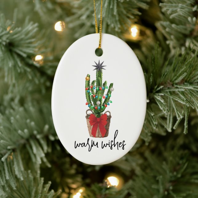 Décoration En Céramique Chaleureux Aquarelle Cactus Maison Noël (Arbre)