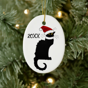 Décoration En Céramique Chapeau de Noël Le Chat Noir Noël
