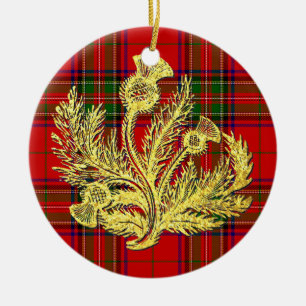 Décoration En Céramique Chardon écossais d'or sur le plaid