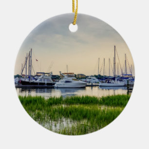 Décoration En Céramique Charleston Harbour Boats Sunset