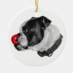 Décoration En Céramique Charme Bouledogue Langue Écarlate