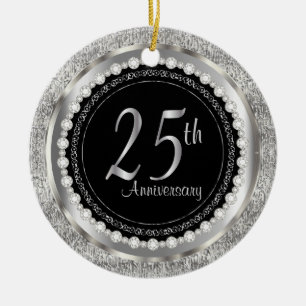 Décoration En Céramique Charming 25e anniversaire Mariage d'argent