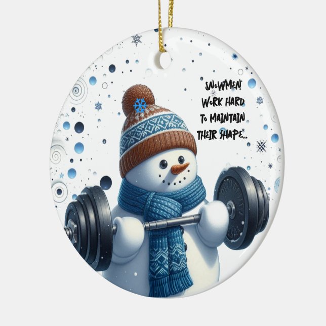 Décoration En Céramique Charming Poids Lifting Snowman (Gauche)