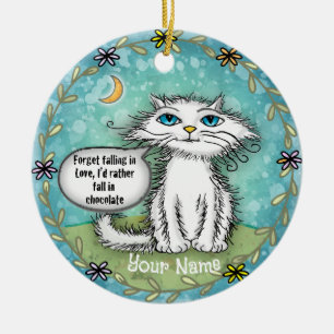 Décoration En Céramique Chat aux mèches chocolatées