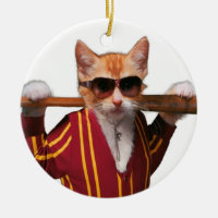 Chat avec batte de baseball