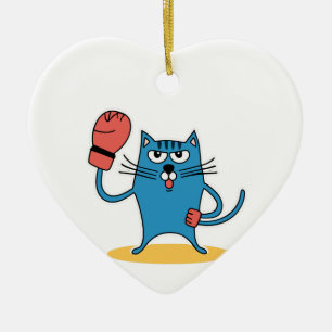 Décoration En Céramique Chat avec gants de boxe