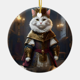 Décoration En Céramique Chat blanc Renaissance,