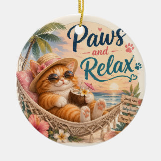 Décoration En Céramique Chat de plage détendu