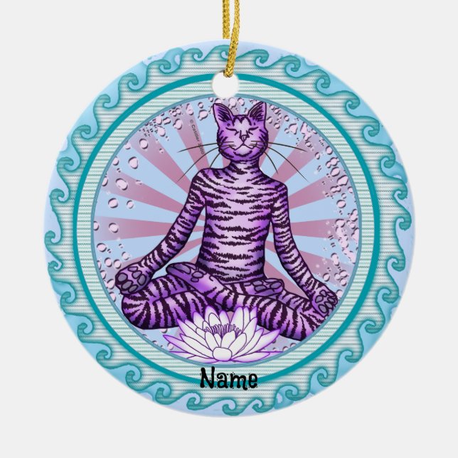 Décoration En Céramique Chat de Yoga (Devant)