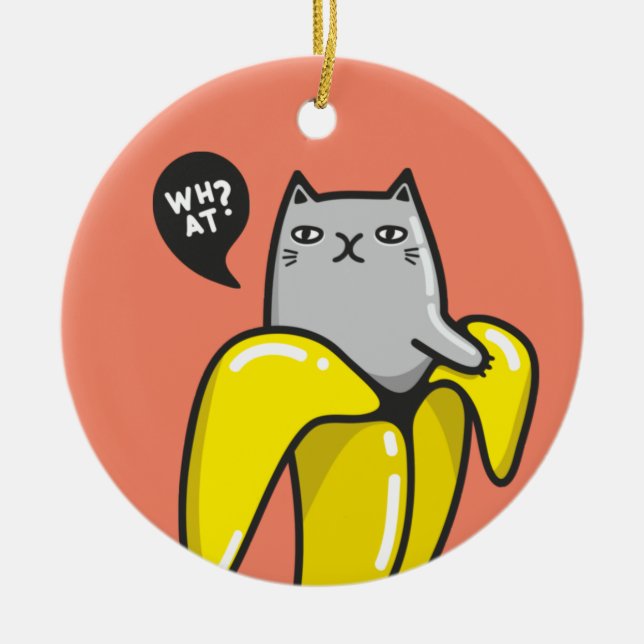 Décoration En Céramique Chat en banane (Devant)