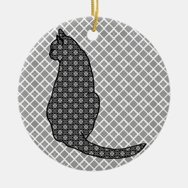 Décoration En Céramique Chat japonais - Kimono noir et blanc (Devant)