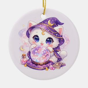 Décoration En Céramique Chat Magique Boule de Cristal