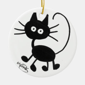 Décoration En Céramique Chat noir de bande dessinée