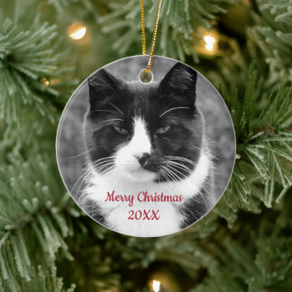 Décoration En Céramique Chat noir et blanc personnalisable