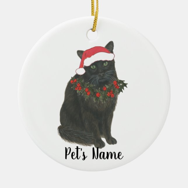 Décoration En Céramique Chat noir personnalisé (Devant)