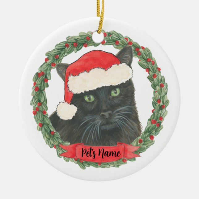 Décoration En Céramique Chat noir personnalisé (Devant)