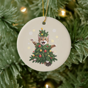Décoration En Céramique Chat orange roux Noël Arbre de Noël Mignon Xmas 