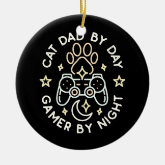 Décoration En Céramique Chat Papa Par Jour Joueur Par Nuit Daddy Jeux Love
