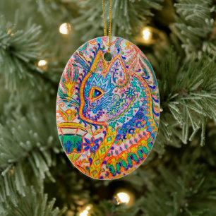 Décoration En Céramique Chat psychédélique, Louis Wain